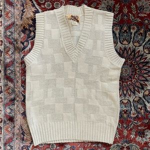 sparkle cream checkered sweater vest